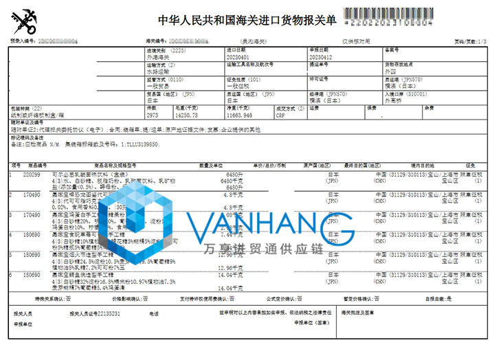 日本手工糖進(jìn)口報關(guān)資料