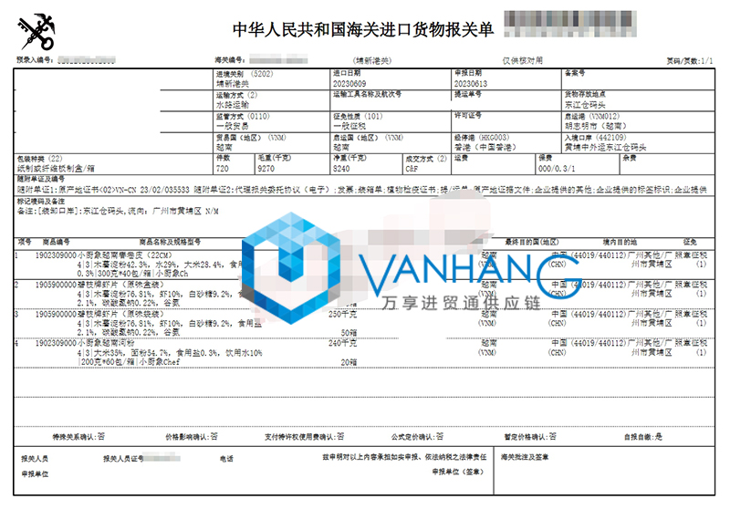 越南春卷皮進(jìn)口報(bào)關(guān)資料